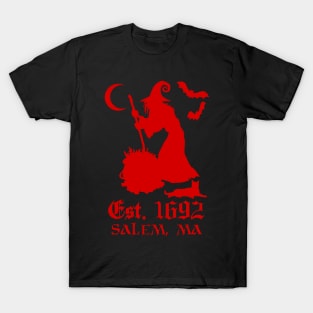 Salem Massachusetts Est. 1692 - Halloween Witch (RED) T-Shirt